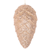 28cm champagne glitter pinecone hanging ornament made from lightweight polyfoam for elegant Christmas décor – thumbnail