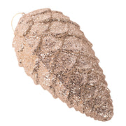 28cm champagne glitter pinecone hanging ornament made from lightweight polyfoam for elegant Christmas décor – thumbnail