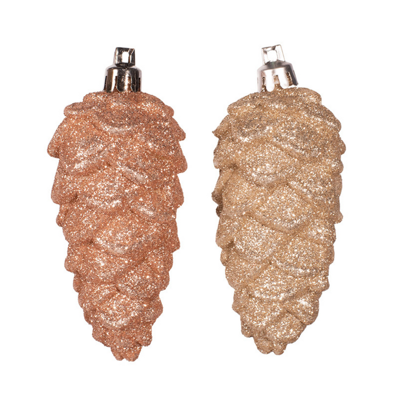Glitter Pinecones 9cm 3pk Rose Gold Champagne Assorted_p1