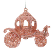 Ronis Glitter Princess Carriage Tree Ornament 12x6x10cm Pink