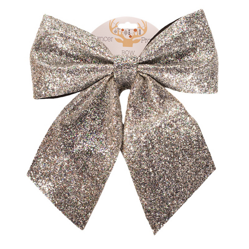 Silver glitter ribbon 26x30cm decorative Christmas ornament for trees, wreaths, and gifts