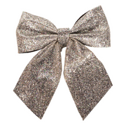 Silver glitter ribbon 26x30cm decorative Christmas ornament for trees, wreaths, and gifts
