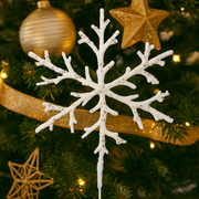 Glitter snowflake 50cm stem in white – festive Christmas decorative pick