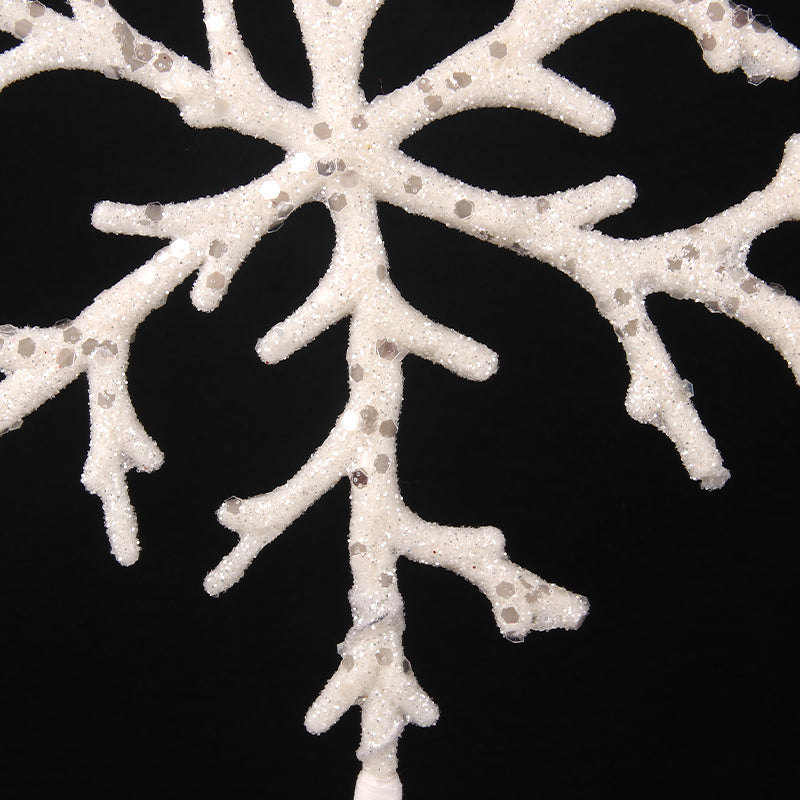 Glitter snowflake 50cm stem in white – festive Christmas decorative pick