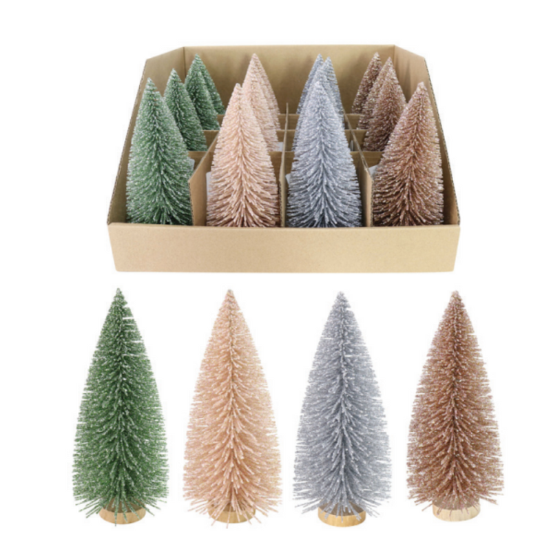 Ronis Glitter Spiky Tree Naturals 14cm Assorted