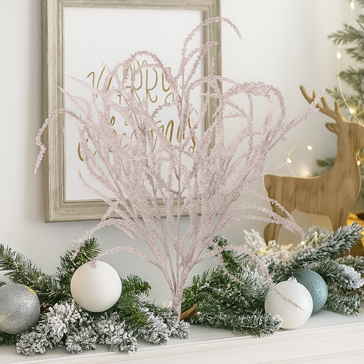 Silver glitter spray 50cm decorative pick for Christmas and events