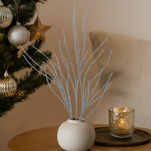 Pale Blue Glitter Spray Stem 89cm Christmas Decoration