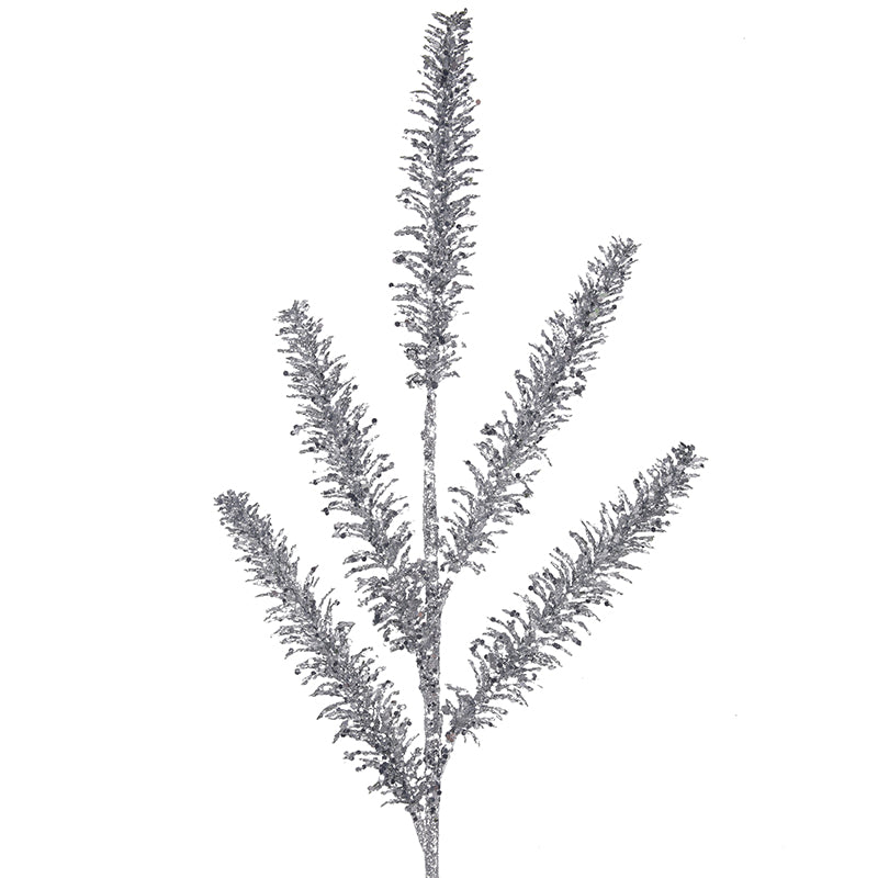 Silver Glitter Stem 76cm decorative Christmas floral pick
