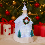 Glitter Swirl Crystal Church USB – crystal-style church Christmas décor with swirling glitter and LED lights. – thumbnail