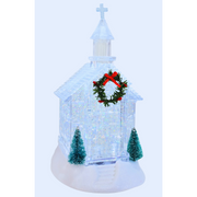 Glitter Swirl Crystal Church USB – crystal-style church Christmas décor with swirling glitter and LED lights. – thumbnail