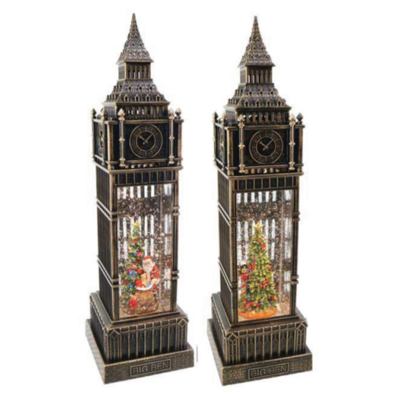 Ronis Glitter Swirl Musical Big Ben Tower USB 38cm Assorted