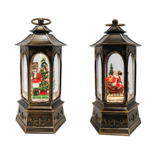 Ronis Glitter Swirl Musical Hex Lantern USB 26cm Assorted