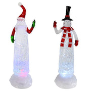 Glitter Swirl Slender Santa and Snowman USB with LED lights and festive music