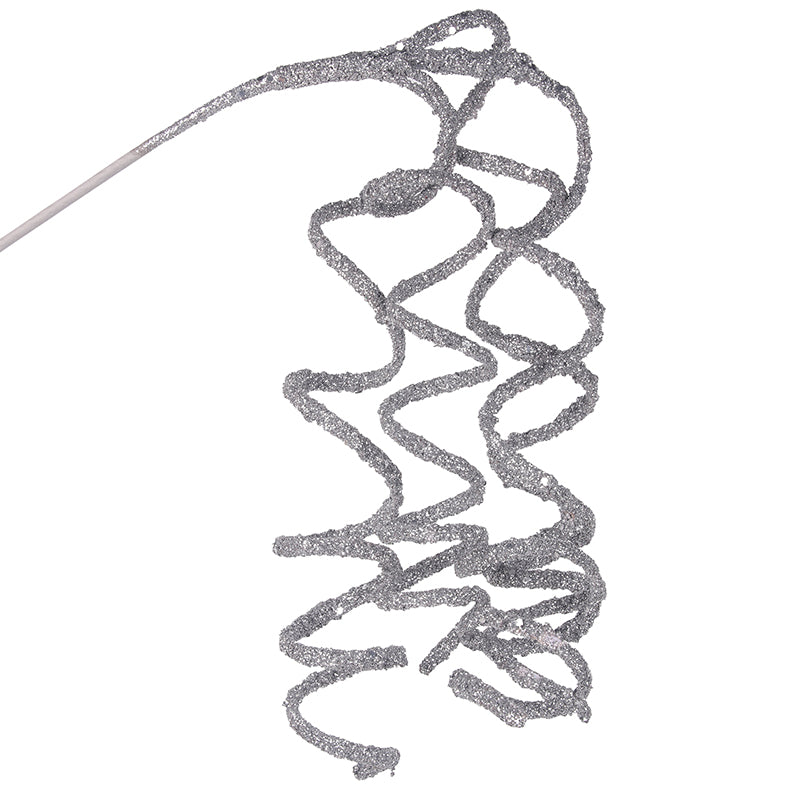 Silver glitter swirl stem 80cm Christmas decoration