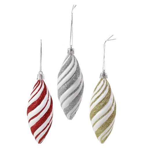 Ronis Glitter Teardrop Bauble 13cm Assorted