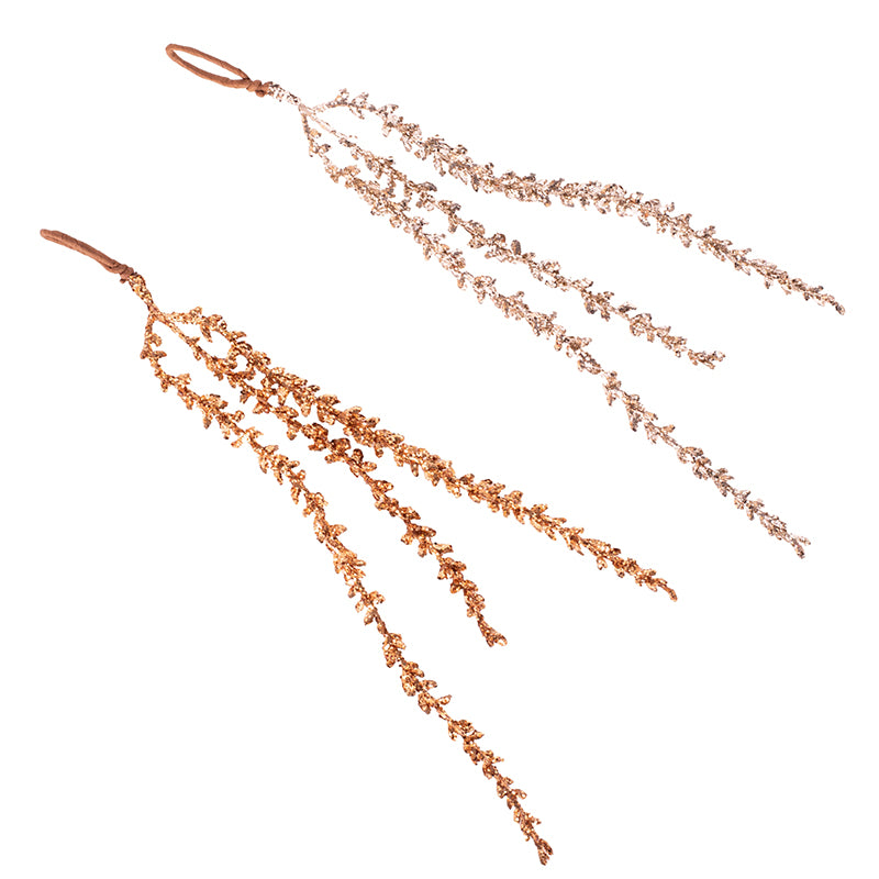 Glitter and Sequin Drop 34cm Copper Champagne Assorted for elegant Christmas decorations