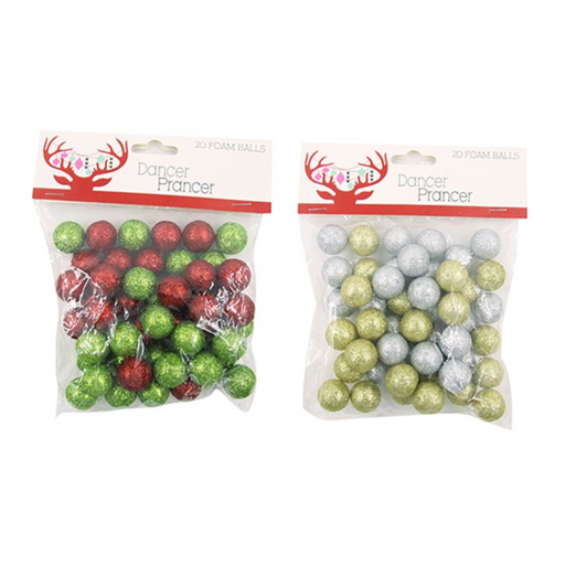 Ronis Glittered Foam Balls 20pc Assorted