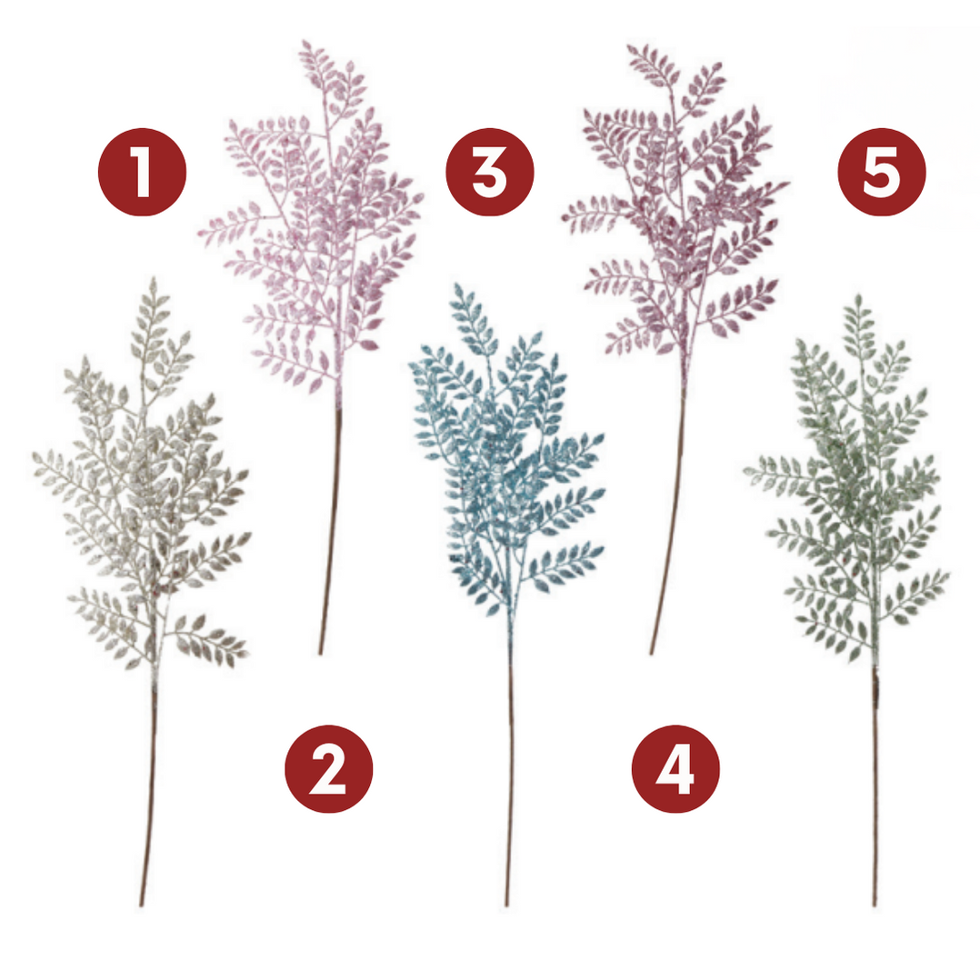 Glitter Leaf Spray 80cm Asst