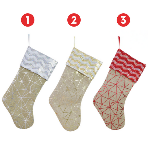 Ronis Glitzy Vintage Stocking 50cm 3 Asstd