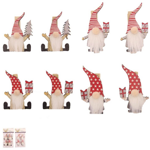 Ronis Gnome Christmas Peg 6.5cm 4pk Assorted