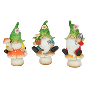 Ronis Gnome Sitting on Mushroom 13cm Assorted