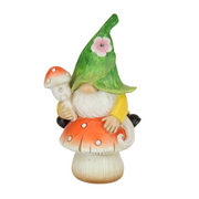 Ronis Gnome Sitting on Mushroom 13cm Assorted