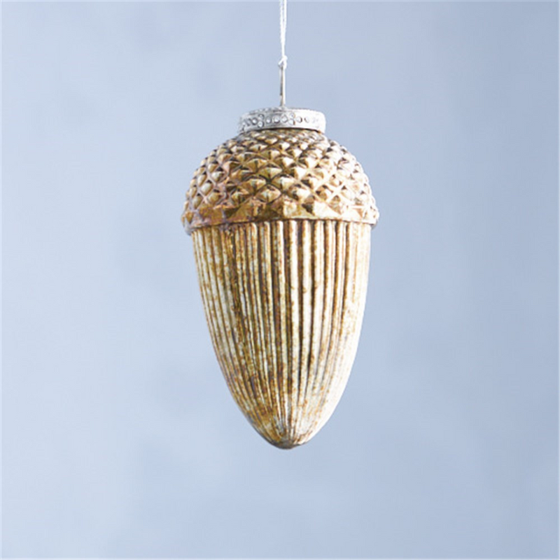 Ronis Gold Antique Finish Glass Acorn 8x8x13cm