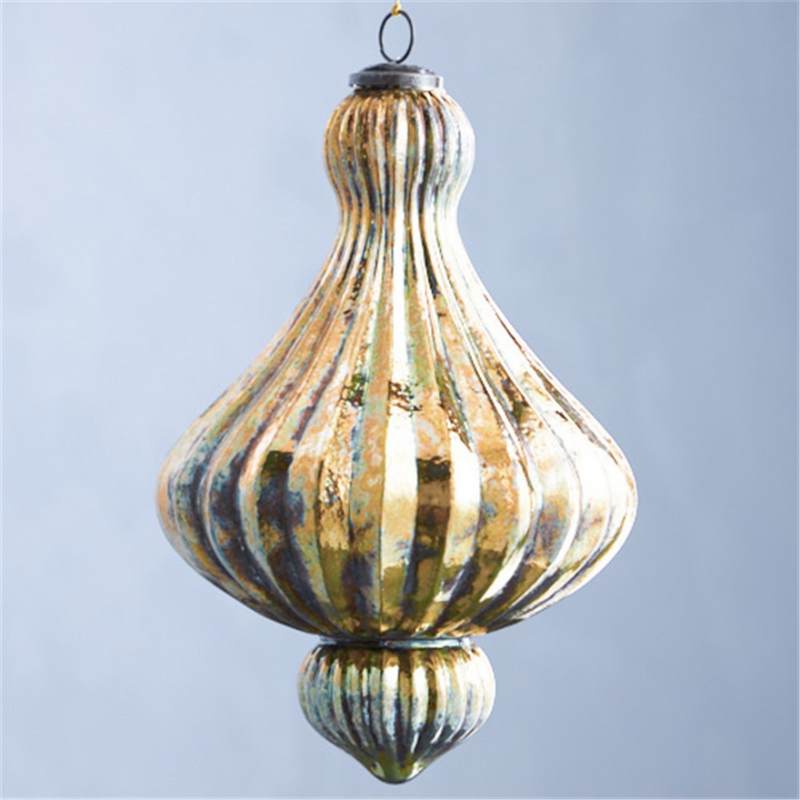 Ronis Gold Antique Finish Glass Finial 17x17x28cm