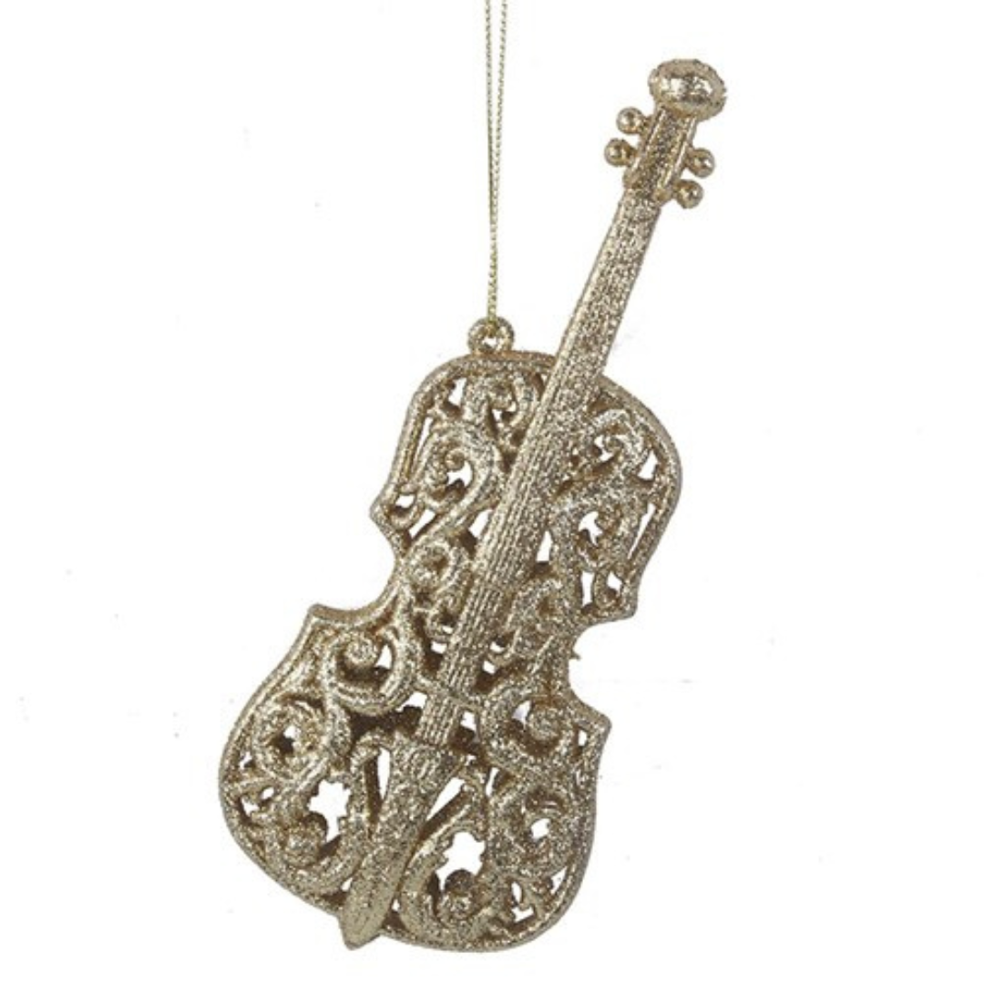 Gold Glitter Cello Tree Ornament 7x17cm