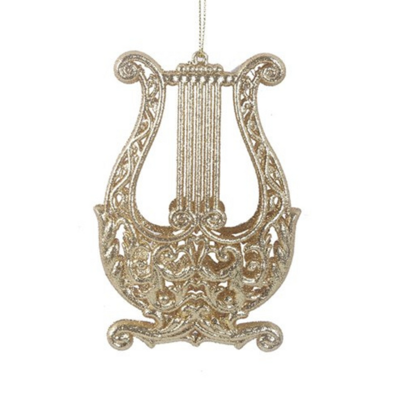 Ronis Gold Glitter Harp Tree Ornament 8x12cm