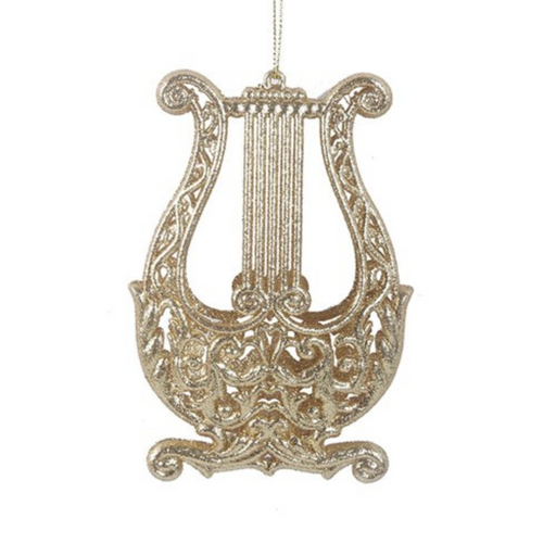 Ronis Gold Glitter Harp Tree Ornament 8x12cm
