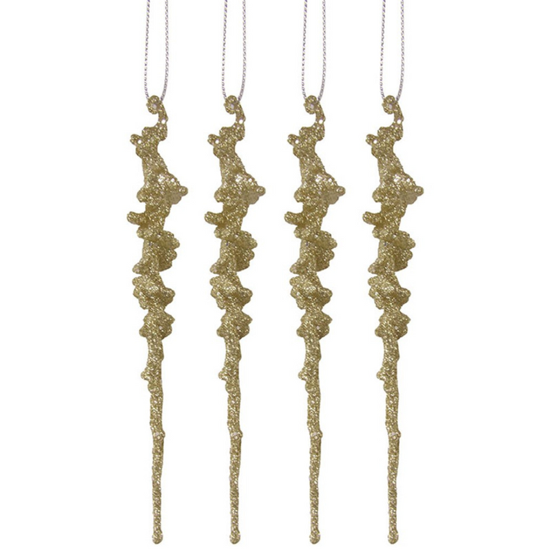 Ronis Gold Glitter Icicle 15cm 4pk