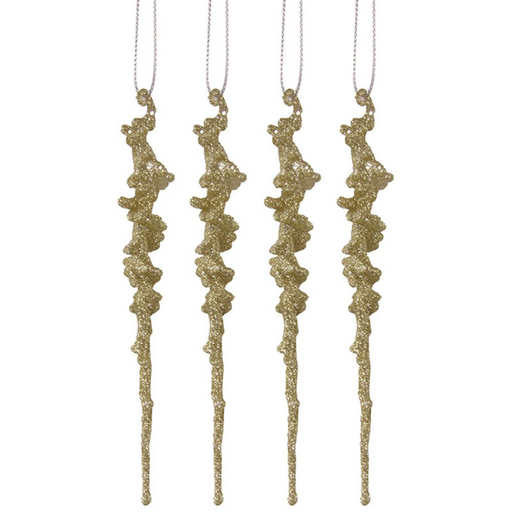 Ronis Gold Glitter Icicle 15cm 4pk