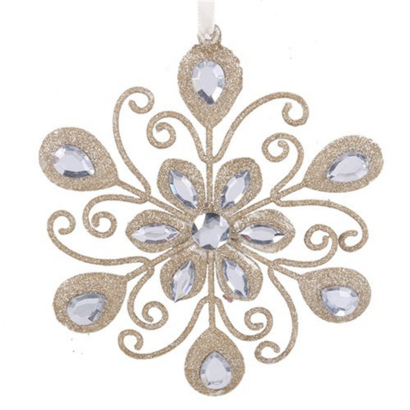 Ronis Gold Glitter Snowflake Tree Ornament 15cm