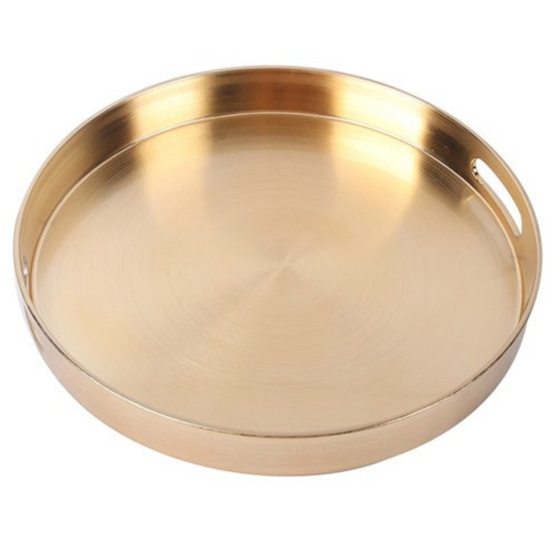 Ronis Gold Melamine Round Tray D35x4.5cm