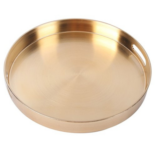 Ronis Gold Melamine Round Tray D35x4.5cm