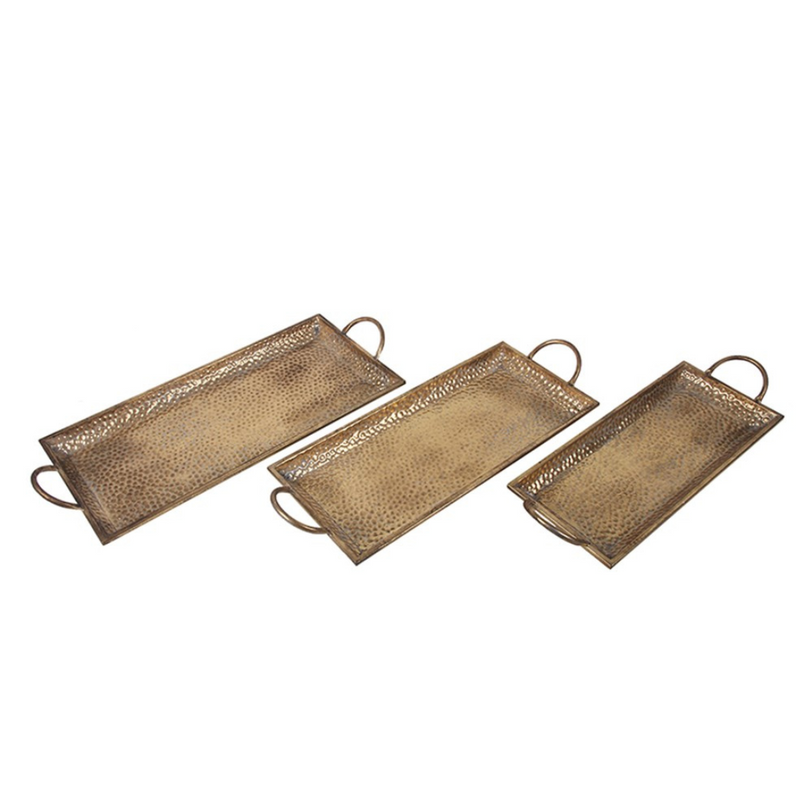 Ronis Gold Metal Trays Set of 3