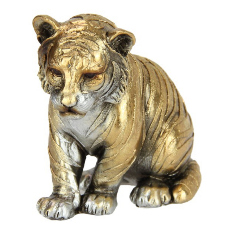 Ronis Gold Striped Tiger in Sitting Pose 8cm