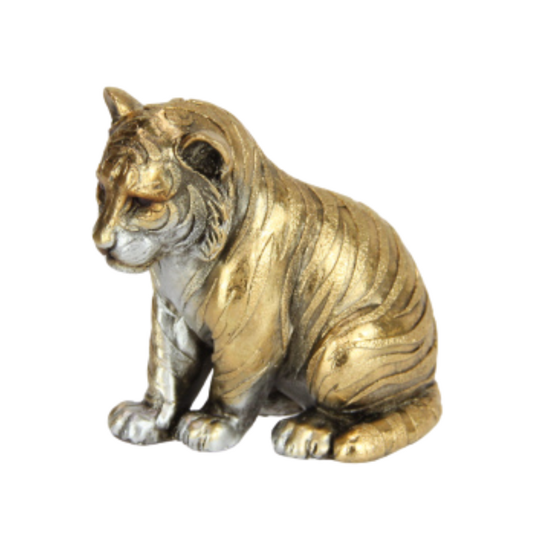 Ronis Gold Striped Tiger in Sitting Pose 8cm