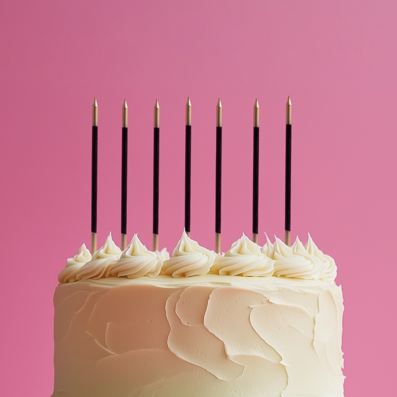 Ronis Gold Double Dipped Cake Candles 15cm Black 12pk