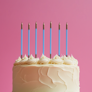 Ronis Gold Double Dipped Cake Candles 15cm Blue 12pk