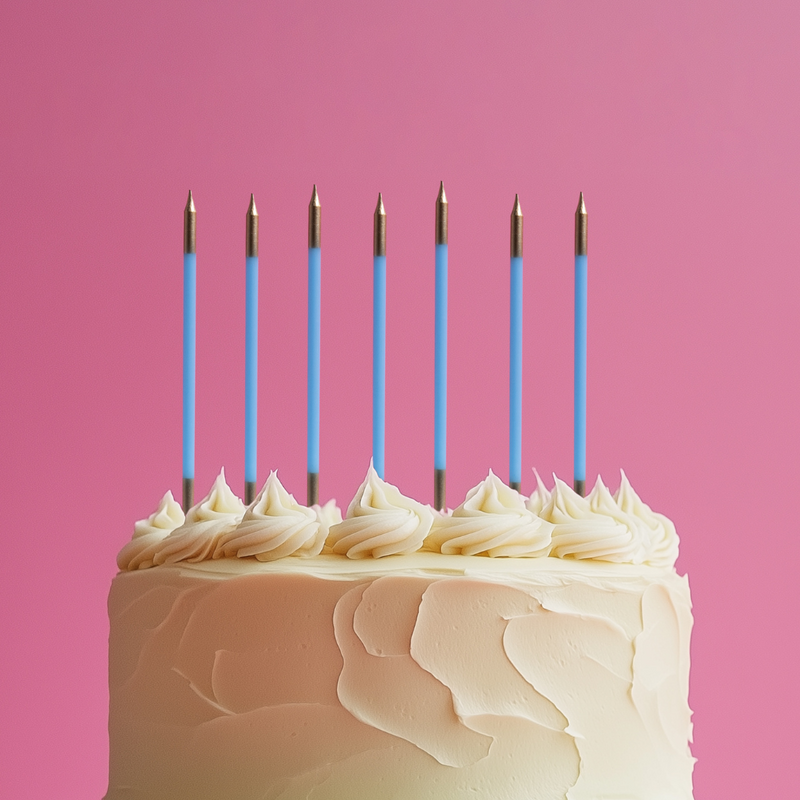 Ronis Gold Double Dipped Cake Candles 15cm Blue 12pk