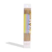 Ronis Gold Double Dipped Cake Candles 15cm Pastel Mix 12pk