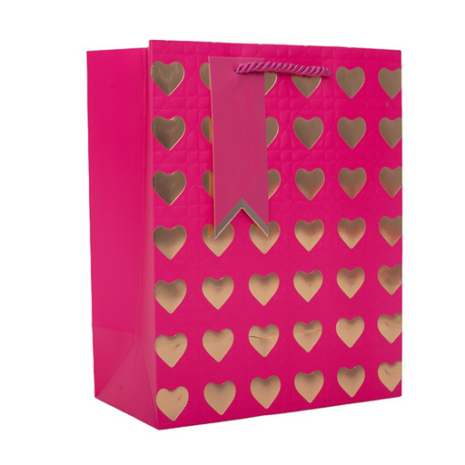 Ronis Gold Heart Gift Bag Medium 17.8x23x10cm