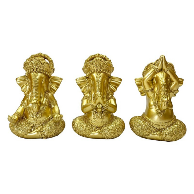 Ronis Golden Ganesh Sitting 10cm Assorted