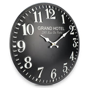 Ronis Grand Hotel Embossed Numbers Domed Metal Wall Clock 40x40x2cm Black