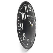 Ronis Grand Hotel Embossed Numbers Domed Metal Wall Clock 40x40x2cm Black