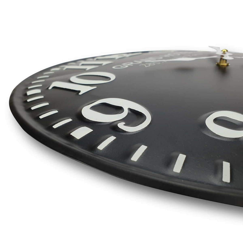 Ronis Grand Hotel Embossed Numbers Domed Metal Wall Clock 40x40x2cm Black
