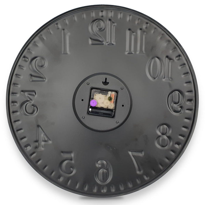 Ronis Grand Hotel Embossed Numbers Domed Metal Wall Clock 40x40x2cm Black