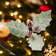 Green frosted holly berry with clip 30cm Christmas decoration for tree, wreath, or garland